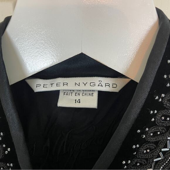 Peter Nygard black Velvet Beaded Antiqued Button Evening Jacket Lined - Picture 9 of 10
